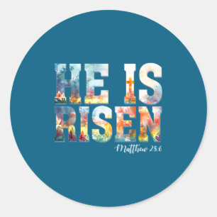 Adesivo Redondo Ele ressuscitou boho páscoa cristão jesus