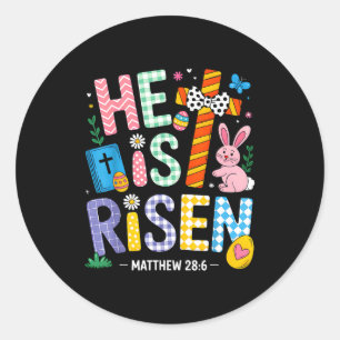 Adesivo Redondo Ele Ressuscitou Jesus Cristão Feliz Páscoa Mulhere