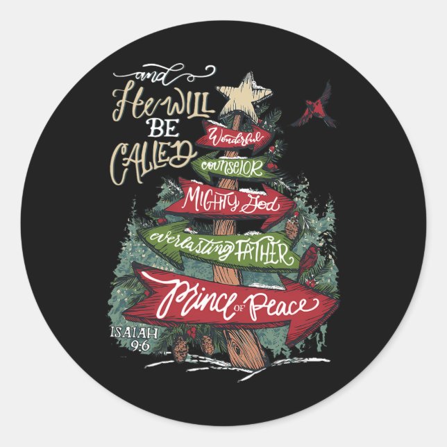 Adesivo Redondo Ele Será Chamado De Maravilhoso Conselheiro Podero (Frente)