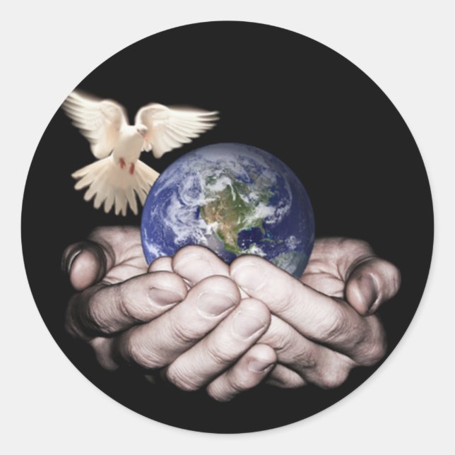 Adesivo Redondo Ele tem o mundo inteiro... (Frente)