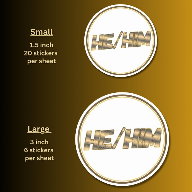 Adesivo Redondo Ele Tem Uma Camiseta Dourada (Criador carregado)