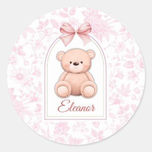 Adesivo Redondo Eleanor Design de Enfermeiro de Urso Rosa Person