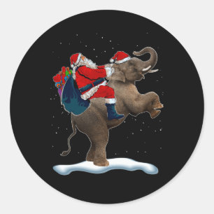 Adesivo Redondo Elefante Árvore de Natal Light Hat Xmas Papais noe