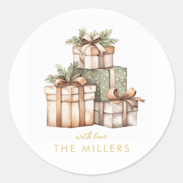 Adesivo Redondo Elefante Branco do Exchange de Presente de Natal (Frente)