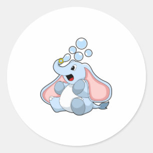 Adesivo Redondo Elefante com bolhas de água