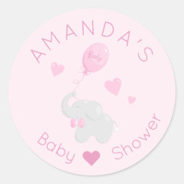 Adesivo Redondo Elefante com Chá de fraldas de Balões