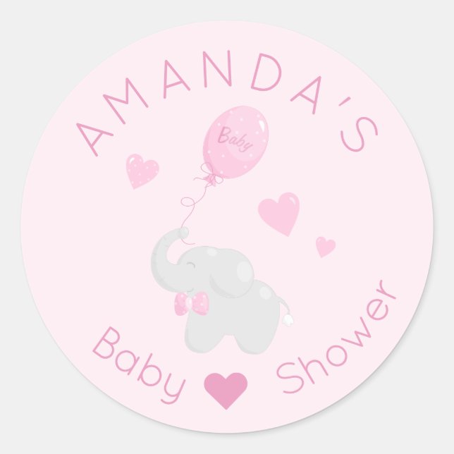 Adesivo Redondo Elefante com Chá de fraldas de Balões (Frente)