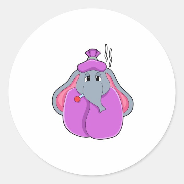 Adesivo Redondo Elefante com termômetro de febre (Frente)