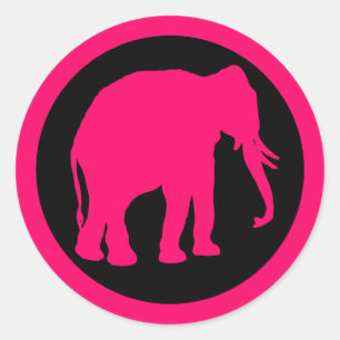 ADESIVO REDONDO ELEFANTE COR-DE-ROSA