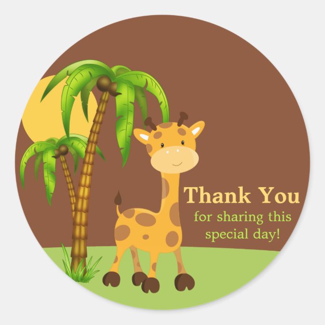 Adesivo Redondo Elefante da Selva Bonita Obrigado Sticker (Frente)