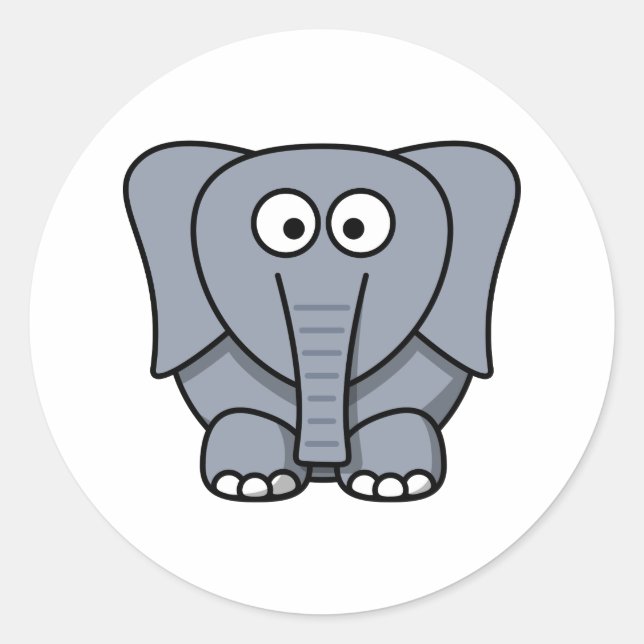 Adesivo Redondo Elefante de Cartoon Bonito (Frente)