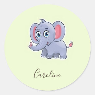 Adesivo Redondo Elefante de cinza branca verde