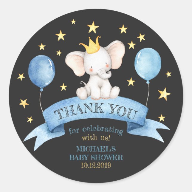 Adesivo Redondo elefante de giz negro (Frente)