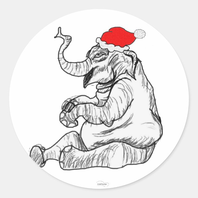 Adesivo Redondo Elefante de Natal (Frente)