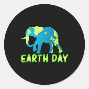 Adesivo Redondo Elefante Do Dia Da Terra Para Crianças