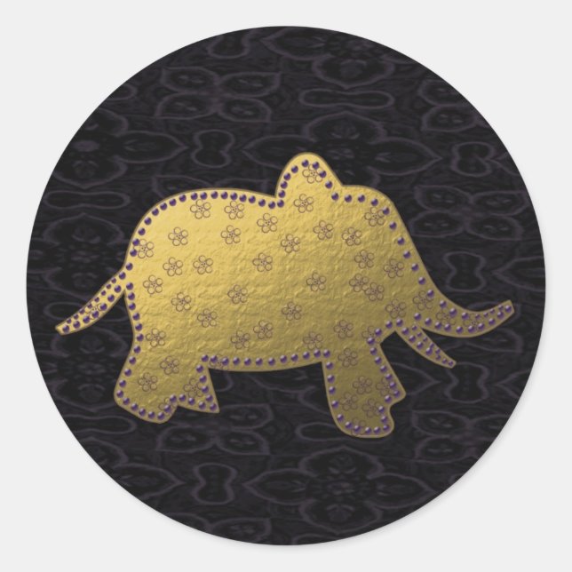 Adesivo Redondo elefante dourado (Frente)