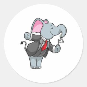Adesivo Redondo Elefante em Música com Triângulo