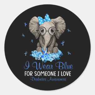 Adesivo Redondo Elefante Eu visto Azul para Alguém Despertar Diabe