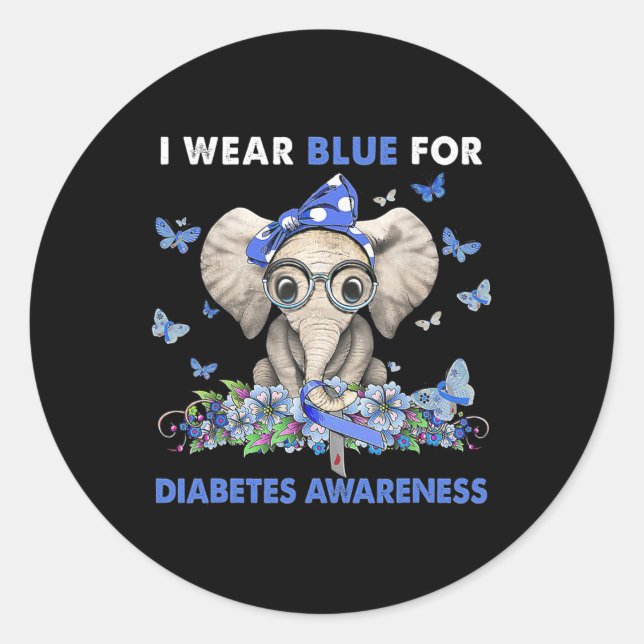 Adesivo Redondo Elefante Eu Visto Azul Para Sensibilização Para A  (Frente)