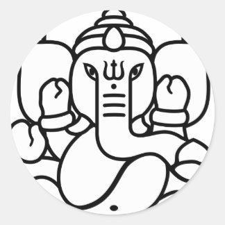 Adesivo Redondo Elefante Ganesha n.o 3 (branco preto)