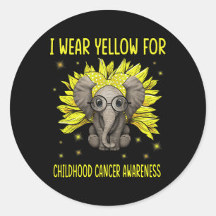 Adesivo Redondo Elefante Girassol Eu Visto Para A Infância Amarela