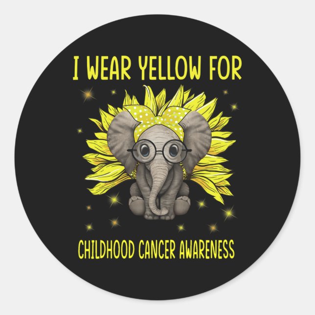 Adesivo Redondo Elefante Girassol Eu Visto Para A Infância Amarela (Frente)