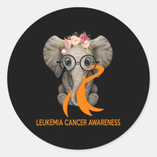 Adesivo Redondo Elefante Laranja Fita Leucemia Cancer Sensibilizaç
