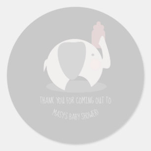 Adesivo Redondo Elefante minimalista bonito e obrigado da garrafa