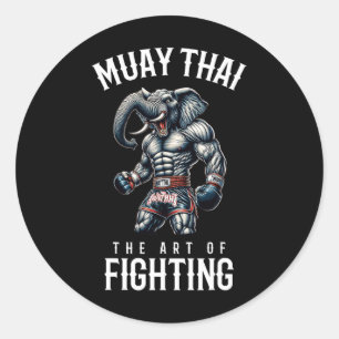 Adesivo Redondo Elefante Muay Thai - Kickboxing e Elefante Tailand
