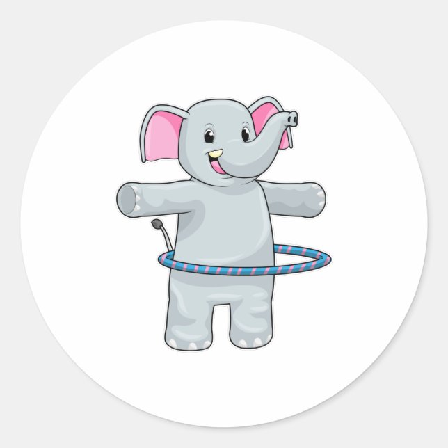 Adesivo Redondo Elefante no Esporte com pneus de Malhação (Frente)