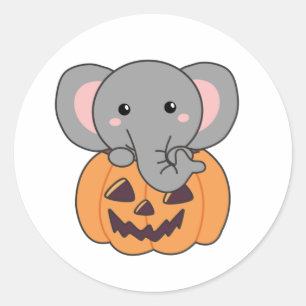 Adesivo Redondo Elefante No Feliz Dia Das Bruxas De Elefante Cute