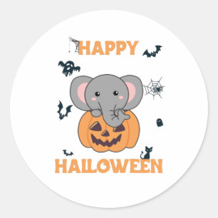 Adesivo Redondo Elefante No Feliz Dia Das Bruxas De Elefante Cute