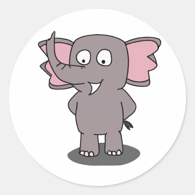 Adesivo Redondo Elefante personagem de desenho animado (Frente)