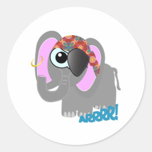 Adesivo Redondo Elefante pirata Cute Goofkins