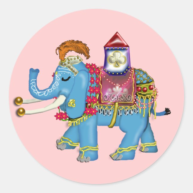 Adesivo Redondo elefante rico-índio (Frente)