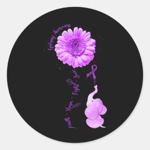 Adesivo Redondo Elefante Sunflower Faith Esperança Luta Contra Epi