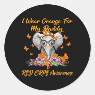 Adesivo Redondo Elefante Visto Laranja Para Meu Pai RSD CRPS Aware