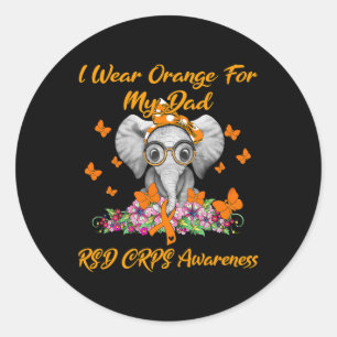 Adesivo Redondo Elefante Visto Laranja Para Meu Pai RSD CRPS Aware