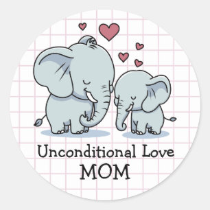 Adesivo Redondo Elefantes de Amor Incondicional da Mamãe