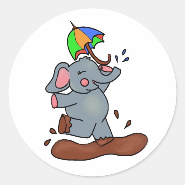 Adesivo Redondo Elefantes Têm Pentes Sujos Grandes (Frente)