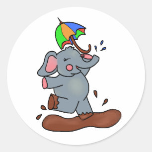 Adesivo Redondo Elefantes Têm Pentes Sujos Grandes
