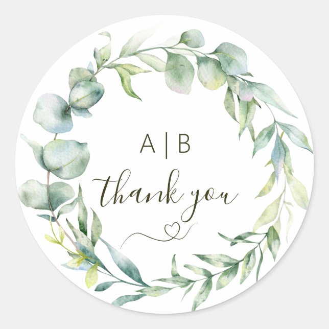 Adesivo Redondo Elegance eucalyptus wreath greenery (Frente)