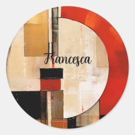 Adesivo Redondo Elegância Celestial: Exploração de Abstrato em Bei