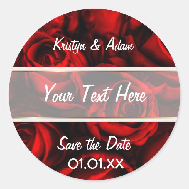 Adesivo Redondo Elegância da rosa vermelha (Frente)