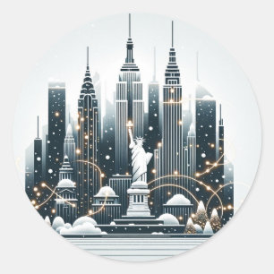 Adesivo Redondo Elegância de Férias em Nova York - Natal Personali