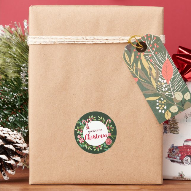 Adesivo Redondo Elegância de menta-pimenta (Feriado)