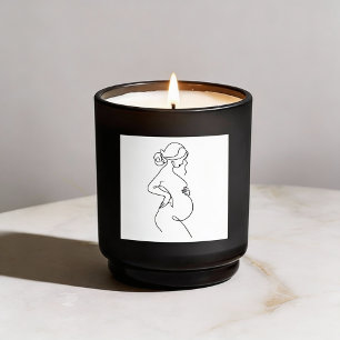 Adesivo Redondo Elegância Materna: Mulheres Grávidas Arte em Linha