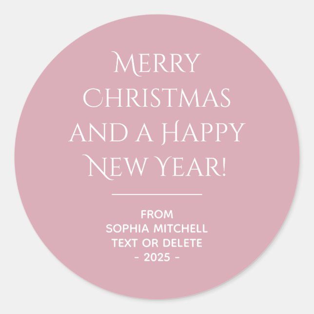 Adesivo Redondo Elegância Mudada - Vinheta de Natal Mistura Rosa (Frente)