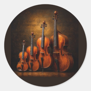 Adesivo Redondo Elegância Orquestral: A Família do Violino no Palc