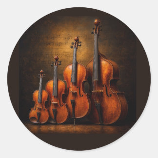 Adesivo Redondo Elegância Orquestral: A Família do Violino no Palc
